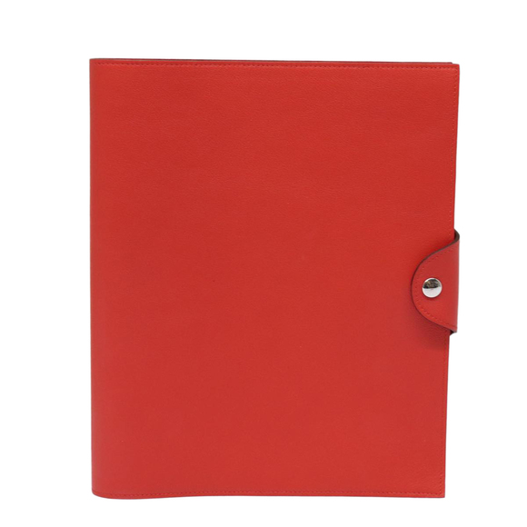 HERMES Yuris GM Note Cover Leather Red Auth am6812 - Picture 13 of 16